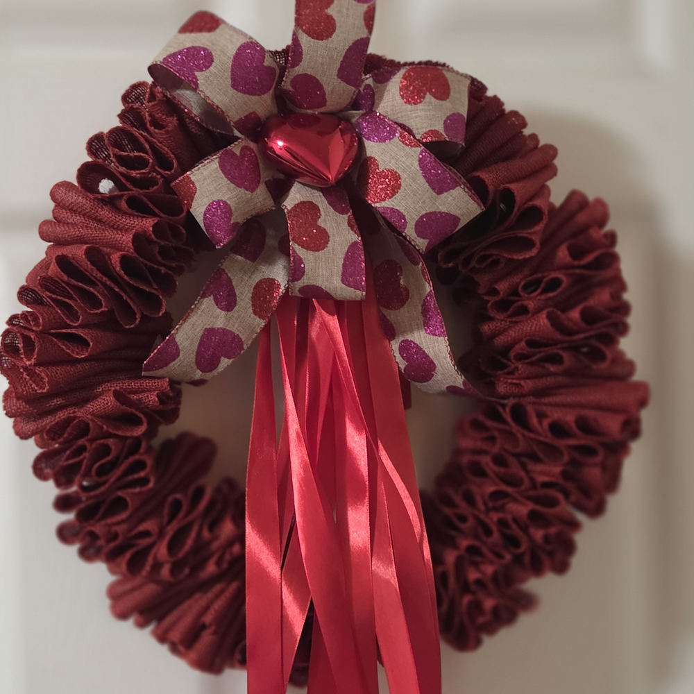 Elegant Red Heart Wreath with Ribbon - Picture 7 of 8